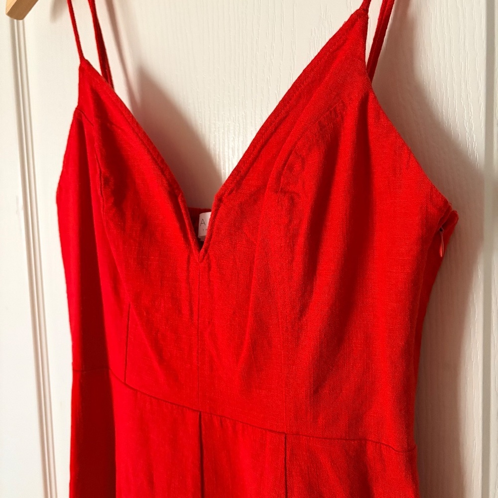 ASTR the Label Izzy Red Spagetti Strap Wide Leg Jumpsuit Romper, Medium - Picture 5 of 15